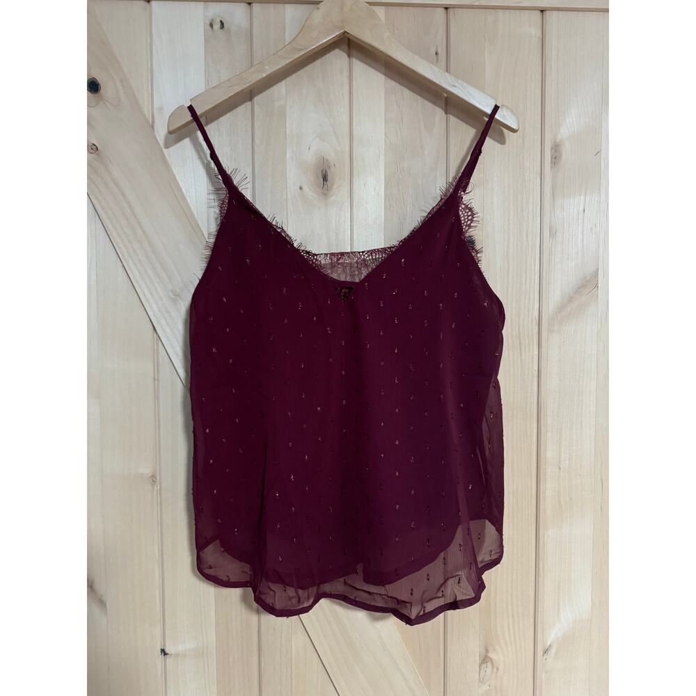 Blu Pepper | NWT Maroon Sparkle Lace Trim Tank Top | Size Small